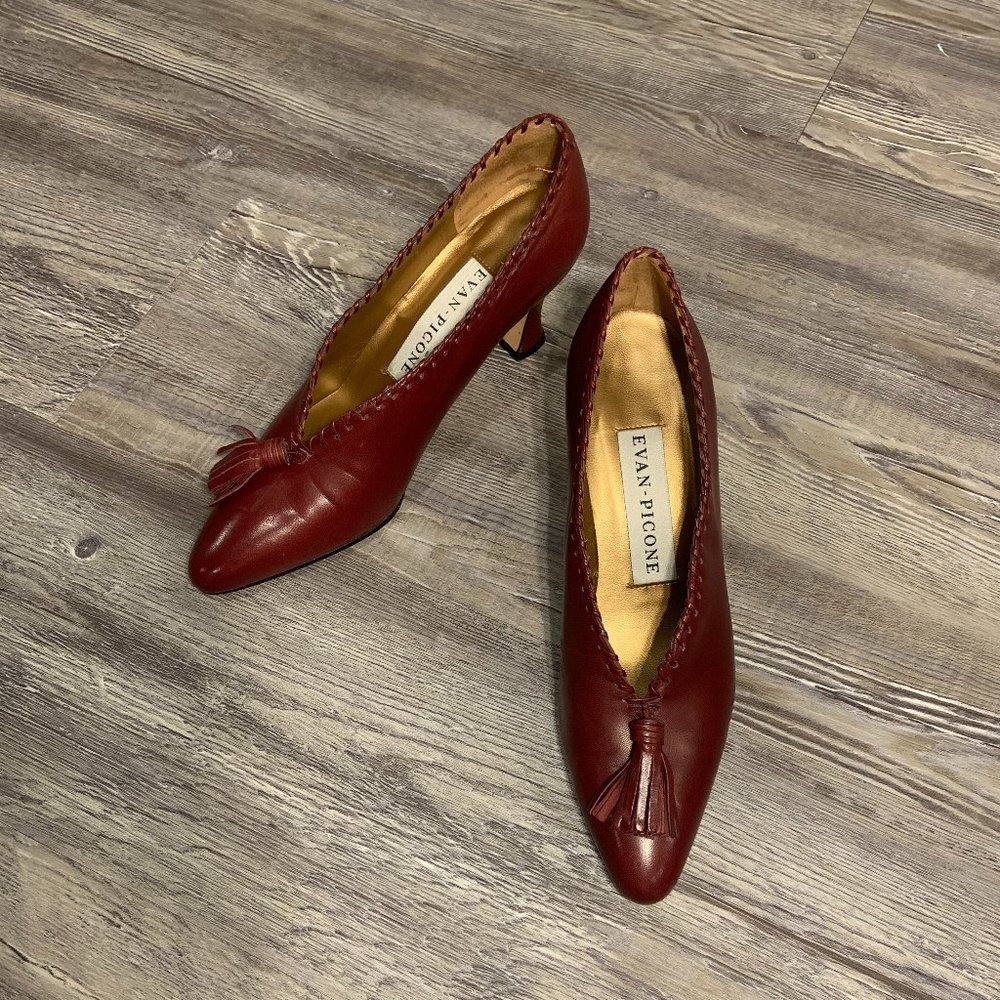 Vintage Evan-Picone Wine Nappa Heels